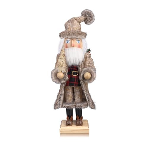 ArlinaL Santa Christmas Nutcracker Figures Decor 15 Inch Wooden Xmas Nutcracker Santa Nutcracker Ornaments Festive Christmas Decorations for Shelves and Tables