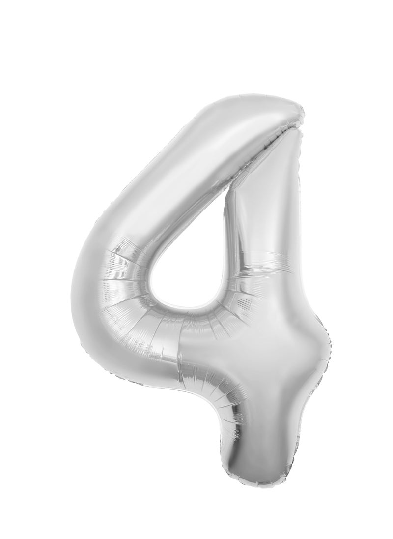 Party Zone Silver Foil Balloon Number 4 52" 