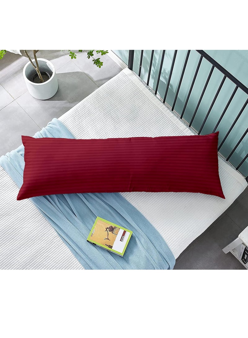 DubaiGallery Long Body Pillow 1pc, Fabric: 100% Polyester 85 GSM Microfiber 1 cm Stripe Super Soft, Filling: 1300 gm Hollow Fiber Comfort, Breathable & Ultra Soft , Size: 45 x 120 cm  - Image 1