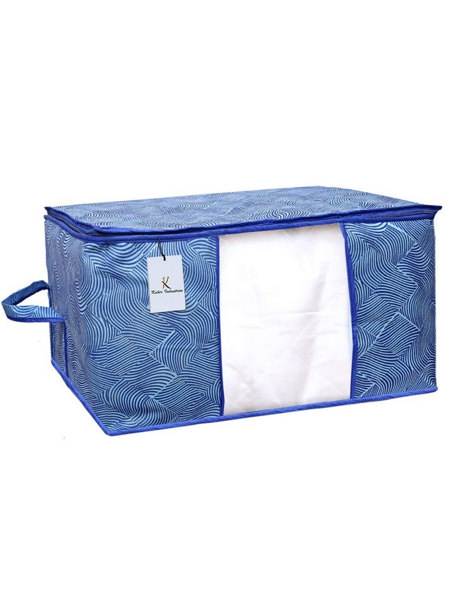 Kuber Industries Kuber Industries Rectangular Leheriya Design Underbed Bag|Storage Organiser|Blanket Cover|Extra Large Size, Pack of 2 (Royal Blue, Non-Woven) - Image 4