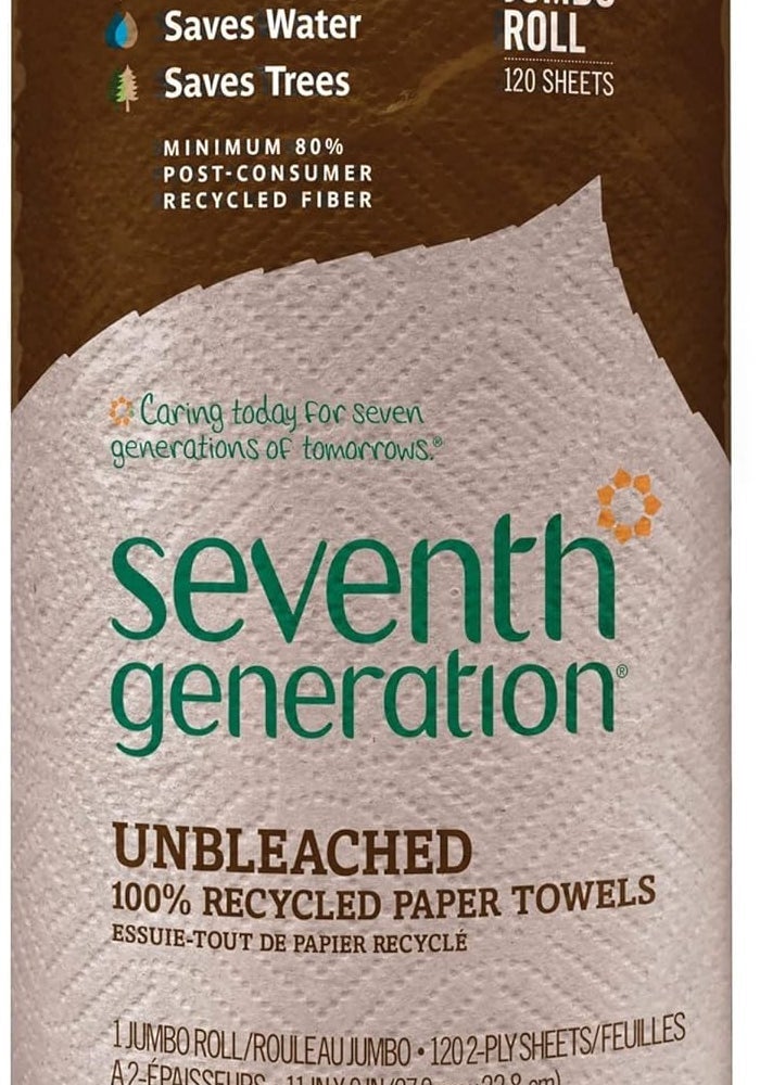 Seventh Generation Unbleached 100% Recycled Paper Towels - Jumbo Roll, 120 Sheets - Image 4
