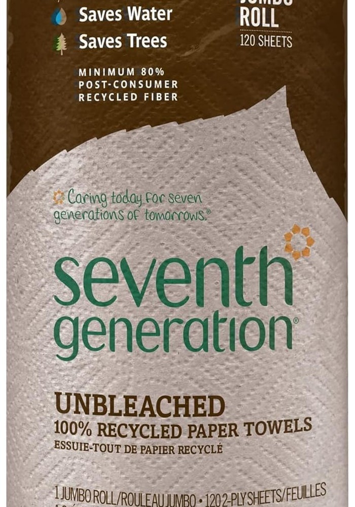 Seventh Generation Unbleached 100% Recycled Paper Towels - Jumbo Roll, 120 Sheets - Image 2