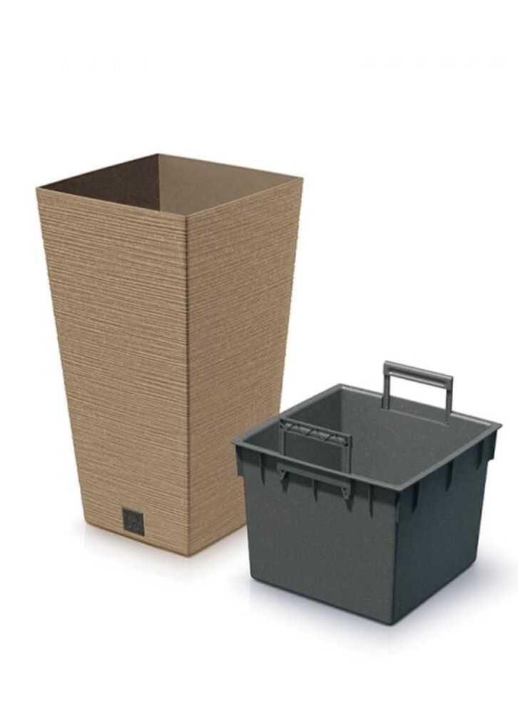 Prosperplast Furu Eco Wood Square Eco Friendly Plastic Planter Naturo 39.5cm x 39.5cm x 75.5cm