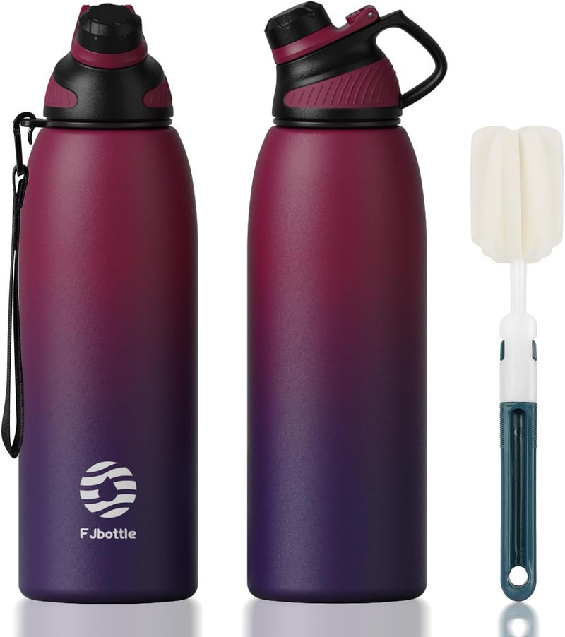 FjBottle Stainless Steel Water Bottle With Magnetic Lid - 600ml/800ml/1L/1.5L BPA Free Insulated Sports Bottle for Hot&Cold Drinks - Vacuum Flask Leak-Proof for Gym, Work, Travel - Image 1