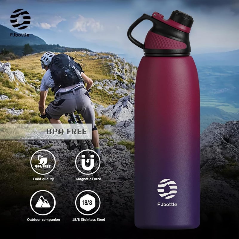 FjBottle Stainless Steel Water Bottle With Magnetic Lid - 600ml/800ml/1L/1.5L BPA Free Insulated Sports Bottle for Hot&Cold Drinks - Vacuum Flask Leak-Proof for Gym, Work, Travel - Image 5