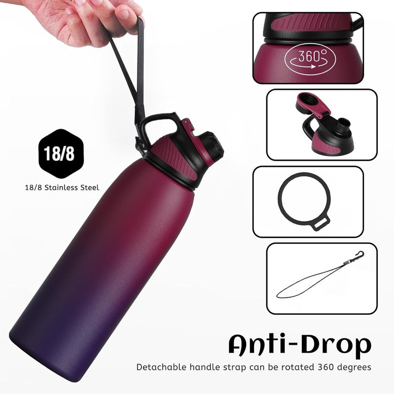 FjBottle Stainless Steel Water Bottle With Magnetic Lid - 600ml/800ml/1L/1.5L BPA Free Insulated Sports Bottle for Hot&Cold Drinks - Vacuum Flask Leak-Proof for Gym, Work, Travel - Image 3