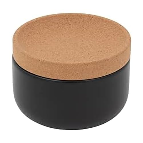 Kamenstein Ceramic and Cork Salt Pig with Easy Lift Lid for Easy Access Black - Image 1