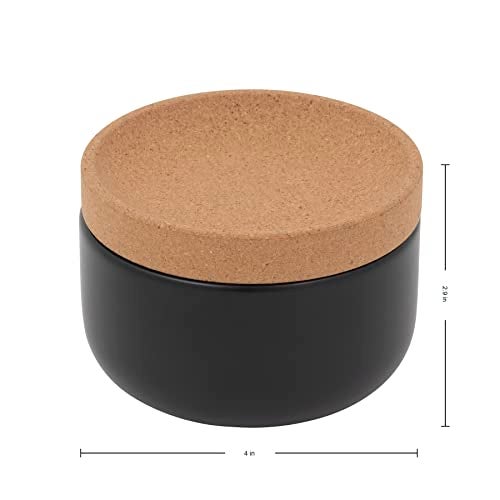 Kamenstein Ceramic and Cork Salt Pig with Easy Lift Lid for Easy Access Black - Image 3