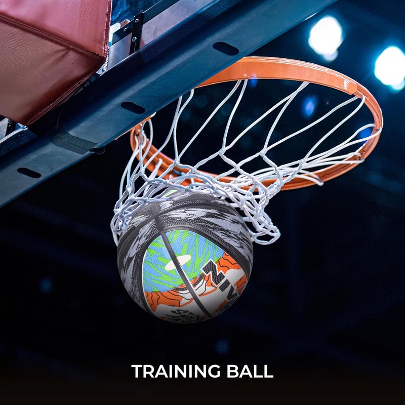 Nivia Street Art Basketball, As per Basic Standard, 8 Panels, Molded Durable Rubber Cover, Butyl Threadwounded Bladder, Made for Beginners, to Play on All Indoor & Outdoor Surfaces (Multicolor, Size - 5) - Image 3