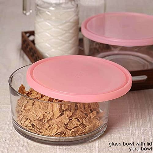 Brezzycloud Freezowarm Glass Warm & Serve 4-Piece Bowl with Lid BS802-1340ml - Transparent Glass with Color Lid (4-Piece) - Image 3