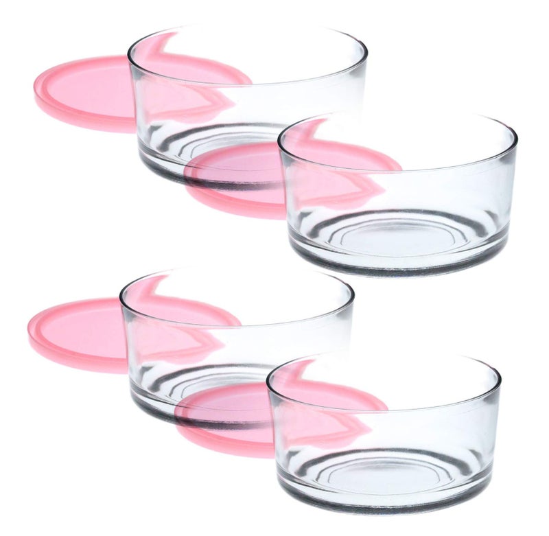 Brezzycloud Freezowarm Glass Warm & Serve 4-Piece Bowl with Lid BS802-1340ml - Transparent Glass with Color Lid (4-Piece) - Image 1