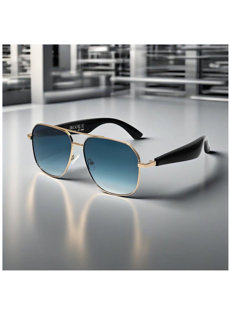 ai smart glasses, AI real-time translation glasses, metal square frame, men's and women's black technology color-changing sunglasses  - Image 2