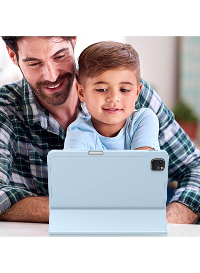 TIGER Fresh iPad Air 11 Inch 2024 Case – Slim Magnetic Protective Cover with Pencil Slot, USB-C Pencil Charging Support, Auto Wake/Sleep Feature, Touch ID Access, Foldable Trifold Stand for Desk or Travel (Sky Blue) - Image 5