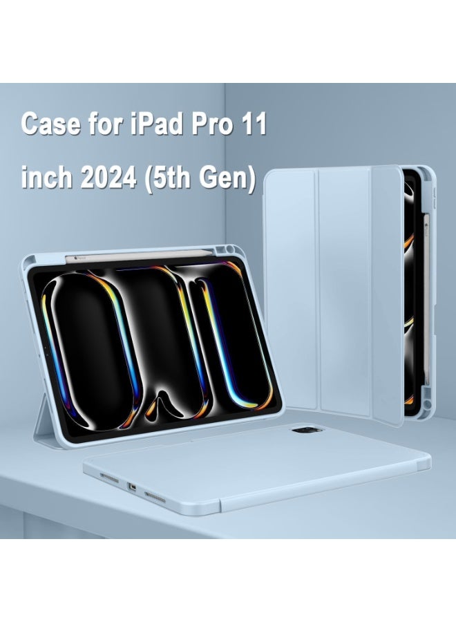 TIGER Fresh iPad Air 11 Inch 2024 Case – Slim Magnetic Protective Cover with Pencil Slot, USB-C Pencil Charging Support, Auto Wake/Sleep Feature, Touch ID Access, Foldable Trifold Stand for Desk or Travel (Sky Blue) - Image 3