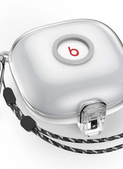 Clear Lockable Case for Beats Fit Pro, Hard PC + Silicone Full Protection Cover with Keychain/Lanyard Accessories