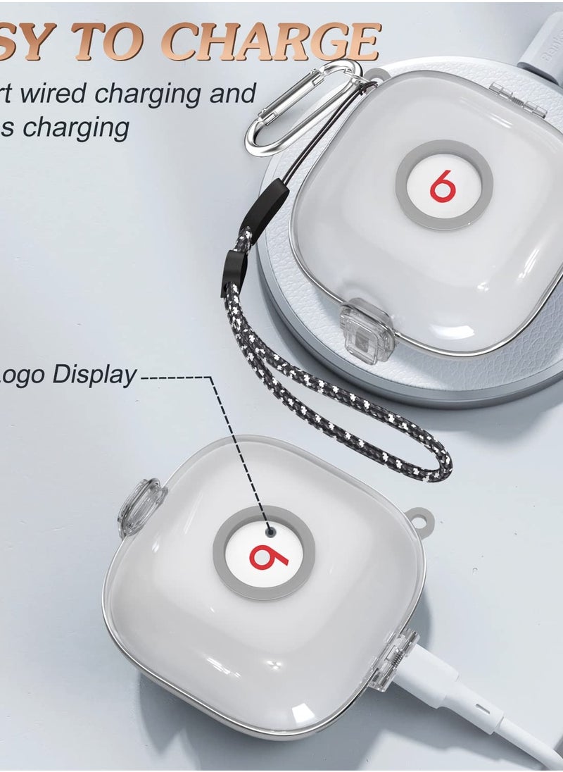 Clear Lockable Case for Beats Fit Pro, Hard PC + Silicone Full Protection Cover with Keychain/Lanyard Accessories