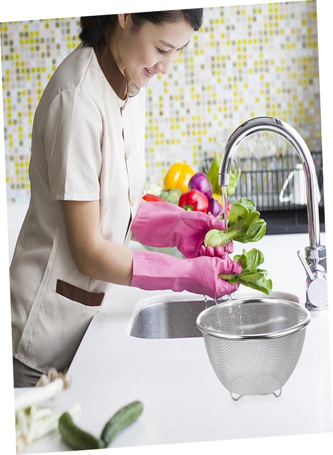 FONDOTIN Stainless Steel Fine Mesh Drain Basket for Fruits Vegetables and Rice Multi-functional Kitchen Colander Strainer Essential Household Cooking Tool - Image 3
