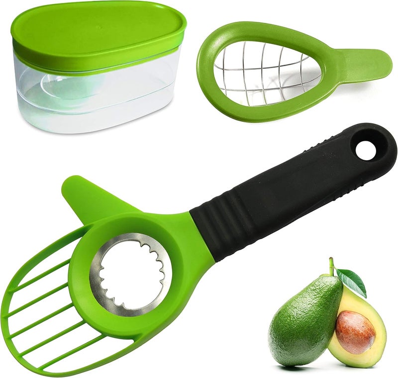 Jugetware Avocado Slicer 3 Piece Set - Avocado Slicer Tool, Cutter, Knife, Peeler, Pitter, Cuber, Dicer & Avocado Keeper For Everything That You Will Ever Need For Your Avocados - Image 1