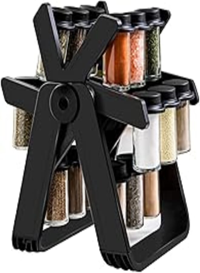 BestAlice BestAlice Rotating Spice Rack Organizer with 18 Glass Spice Jars, Revolving Spice Rack Set, 360 Degree Rotating Ferris Wheel Spice Rack, Seasoning Storage Organization For Kitchen Home Dried Herbs