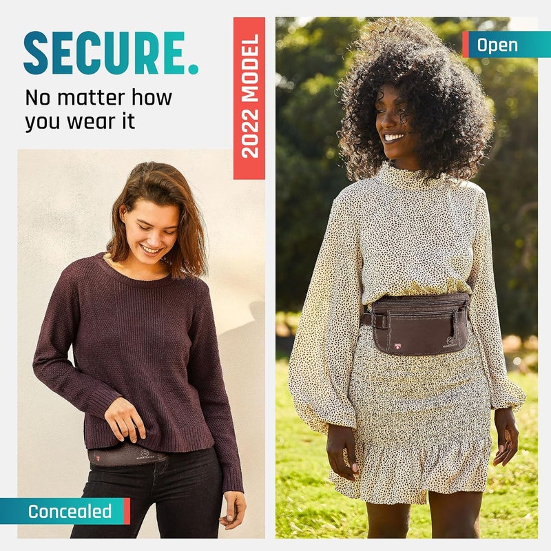 Alpha Keeper حزام المال المخفي للسفر - محفظة خصر مانعة لتقنية RFID وحامل جواز السفر للنساء والرجال، حقيبة أمان رفيعة مضادة للسرقة - Image 2