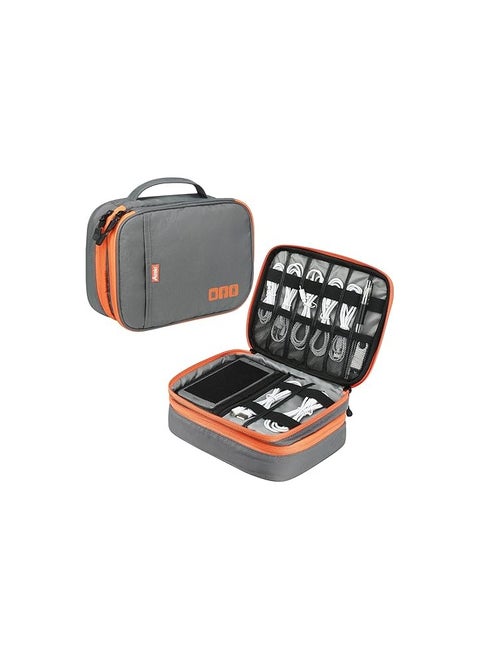 Travel Carry Bag,Double Layer Electronic Accessories Thicken Cable Organizer Bag Portable Case for Hard Drives, Cables, Kindle, iPad mini-L