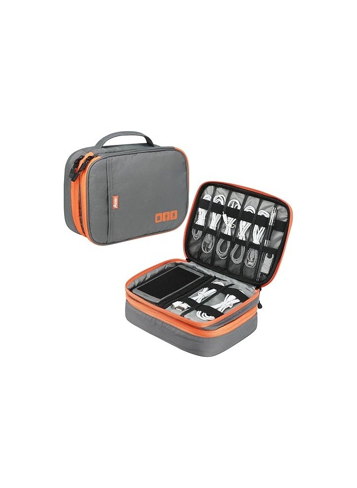 Travel Carry Bag,Double Layer Electronic Accessories Thicken Cable Organizer Bag Portable Case for Hard Drives, Cables, Kindle, iPad mini-L