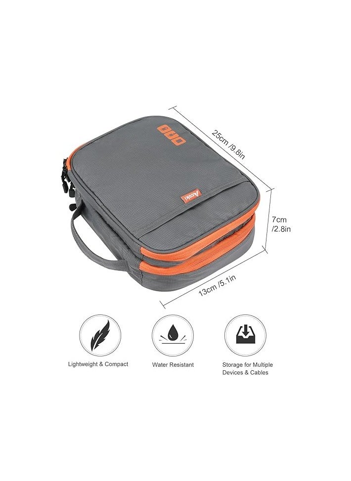 Travel Carry Bag,Double Layer Electronic Accessories Thicken Cable Organizer Bag Portable Case for Hard Drives, Cables, Kindle, iPad mini-L