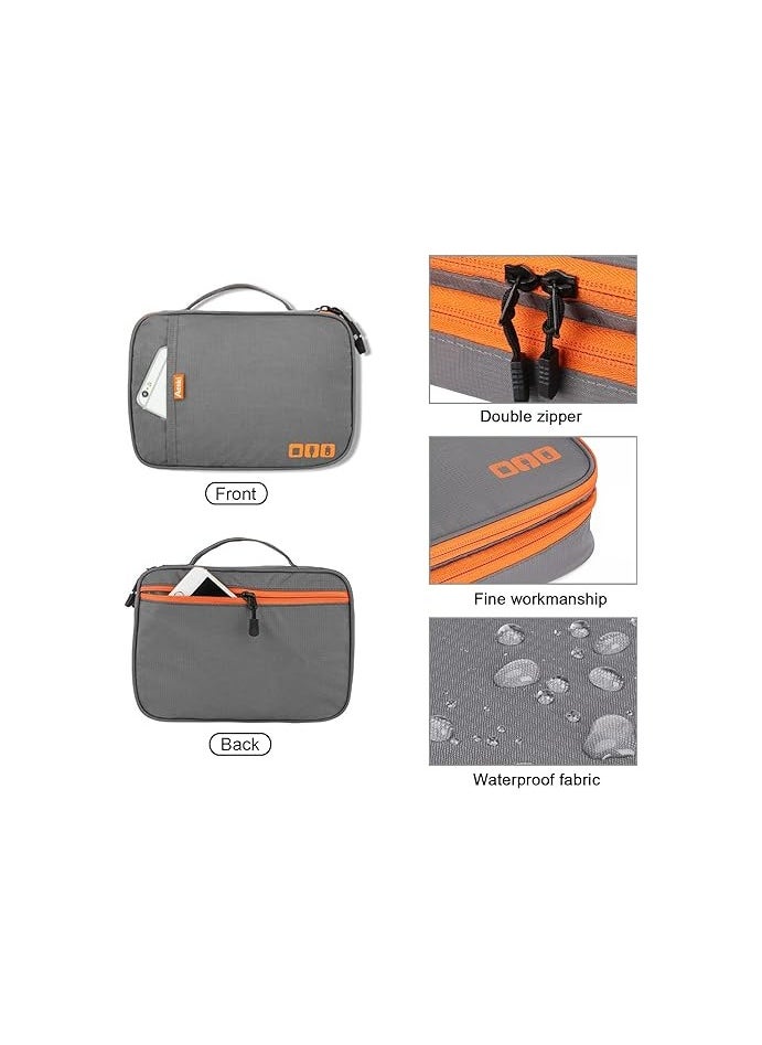 Travel Carry Bag,Double Layer Electronic Accessories Thicken Cable Organizer Bag Portable Case for Hard Drives, Cables, Kindle, iPad mini-L