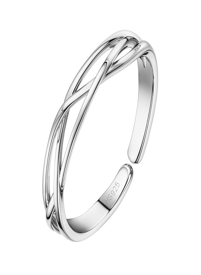HighSpark 92.5 Sterling Silver Toe Rings for Women | 92.5 Sterling Silver Adjustable Contemporary Style & Stunning Shine | Single Piece Only - Design 3 - Image 1