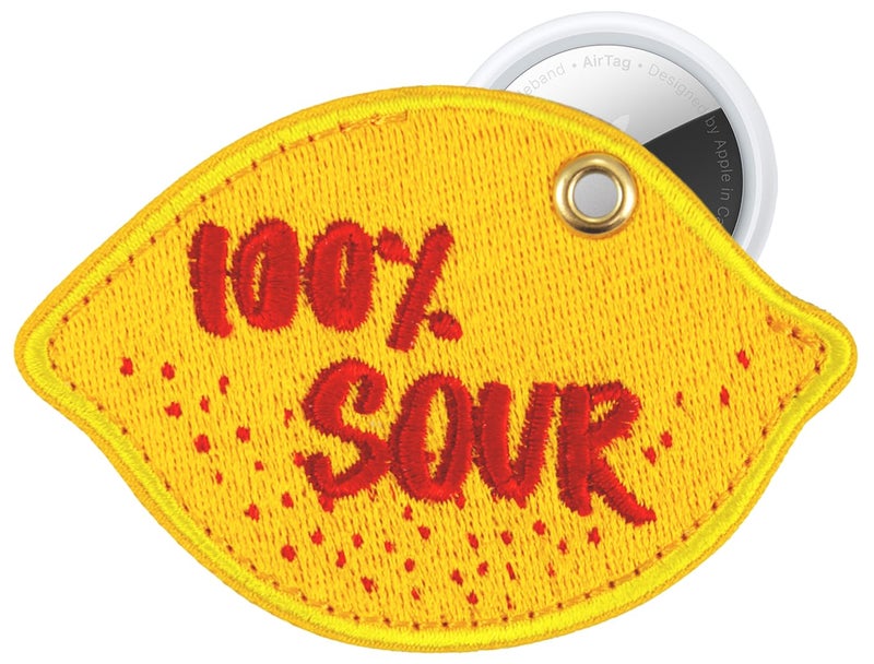 Sonix Keychain Case Compatible with Apple AirTag | Protective AirTag Cover Keychain Charm | 100% Sour, Embroidered Lemon Charm | Lemon - Image 5