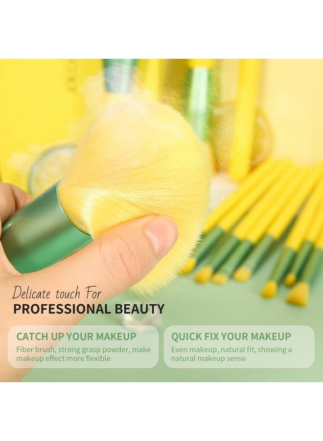 docolor Makeup Brushes 13Pcs Lemon Makeup Brush Set Christmas Gift Premium Synthetic Kabuki Foundation Blending Face Powder Mineral Eyeshadow Make Up Brushes Set - Image 5