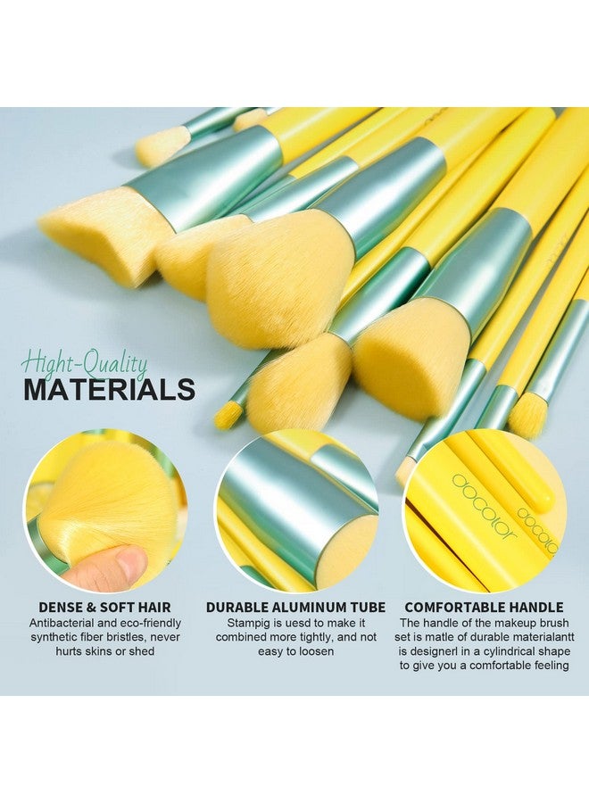 docolor Makeup Brushes 13Pcs Lemon Makeup Brush Set Christmas Gift Premium Synthetic Kabuki Foundation Blending Face Powder Mineral Eyeshadow Make Up Brushes Set - Image 4