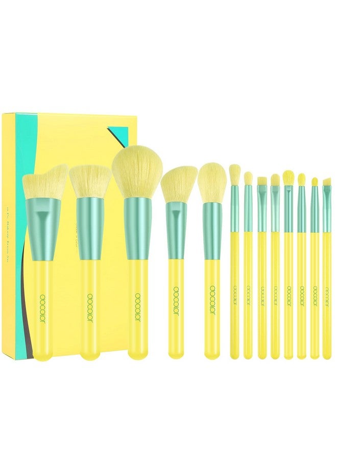 docolor Makeup Brushes 13Pcs Lemon Makeup Brush Set Christmas Gift Premium Synthetic Kabuki Foundation Blending Face Powder Mineral Eyeshadow Make Up Brushes Set - Image 1