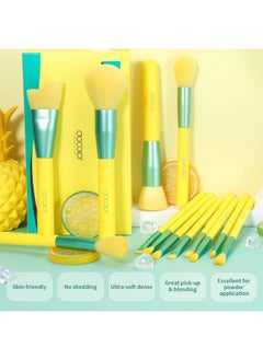 docolor docolor Makeup Brushes 13Pcs Lemon Makeup Brush Set Christmas Gift Premium Synthetic Kabuki Foundation Blending Face Powder Mineral Eyeshadow Make Up Brushes Set  - Image 2