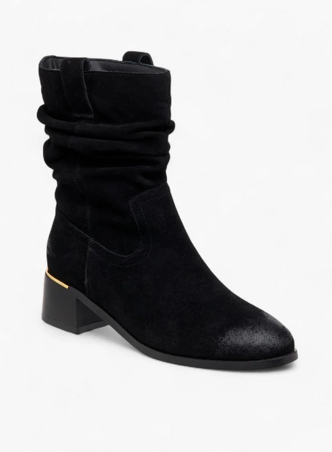 Celeste Women's Ruched Block Heel High Shaft Boots