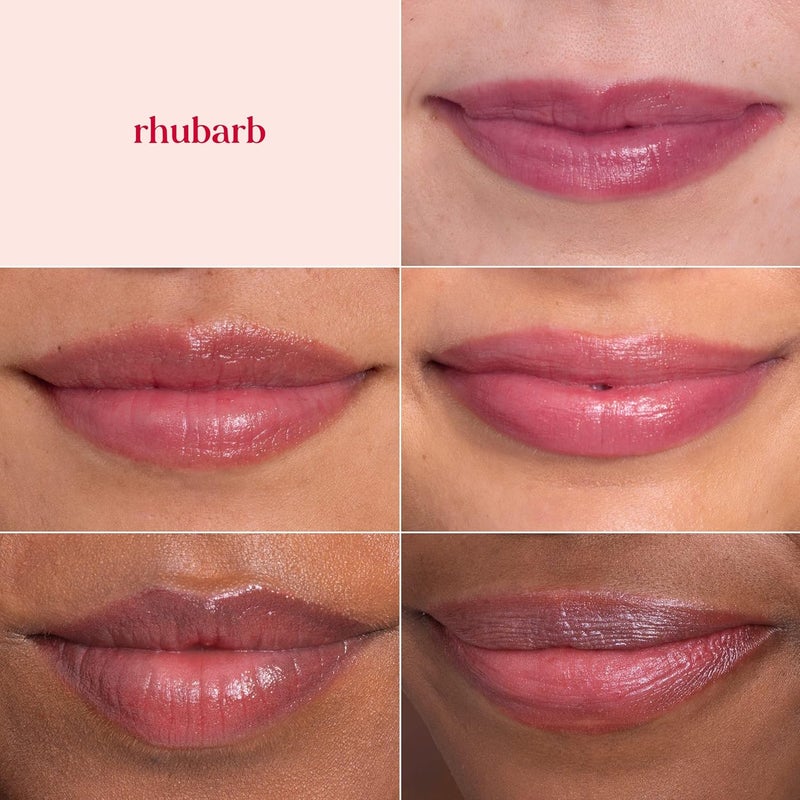 Burt's Bees Rhubarb Lip Shimmer - 4 Pack of Moisturizing Lip Balm for Women, 100% Natural with Vitamin E & Coconut Oil - Image 5