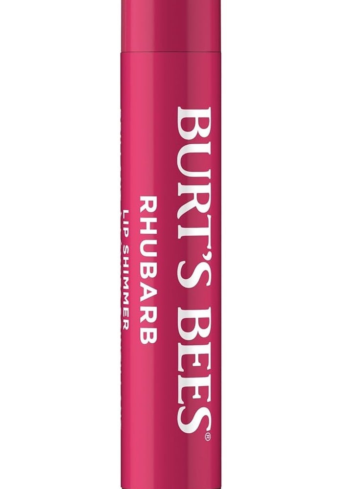 Burt's Bees Rhubarb Lip Shimmer - 4 Pack of Moisturizing Lip Balm for Women, 100% Natural with Vitamin E & Coconut Oil - Image 2