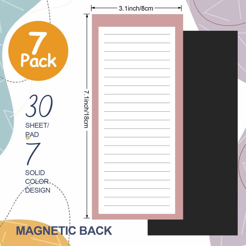 AZUREAL 7 Pack Magnetic Notepads for Refrigerator, 30 Pages/Book Grocery List Magnet Pad for Fridge, Design Magnetic List Pad for Fridge, Grocery List Notepad, To-Do Memos, List - Image 2