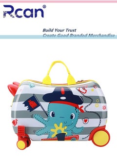Rcan 17 Inch Cute Cartoon Childrens Ride On Suitcase Hand Luggage Cabin Luggage for Girl Boy Travel Carry On Case with Universal Wheel Kids Suitcase  - Image 1