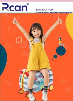 Rcan 17 Inch Cute Cartoon Childrens Ride On Suitcase Hand Luggage Cabin Luggage for Girl Boy Travel Carry On Case with Universal Wheel Kids Suitcase  - Image 2