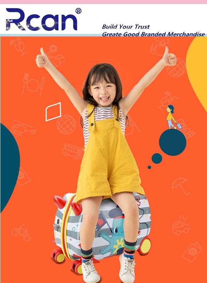 Rcan 17 Inch Cute Cartoon Childrens Ride On Suitcase Hand Luggage Cabin Luggage for Girl Boy Travel Carry On Case with Universal Wheel Kids Suitcase - Image 2