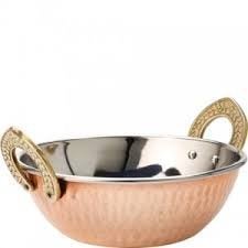 Skywalk 1.9" X 5.1" Handmade Stainless Steel Copper Dish Serving Indian Food Daal Curry Karahi Kadai Wok Bowl Capacity 350 ML for use Vegetable Serving Indian Food in Restaurant Home Garden Hotel Ware Gift Item