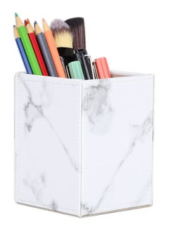 Y&D Leather Square Pen Holder Cup Desk Stationery Storage Box Office Supplies For Office Home Makeup Brush Pencil  - Image 1