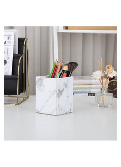 Y&D Leather Square Pen Holder Cup Desk Stationery Storage Box Office Supplies For Office Home Makeup Brush Pencil  - Image 4