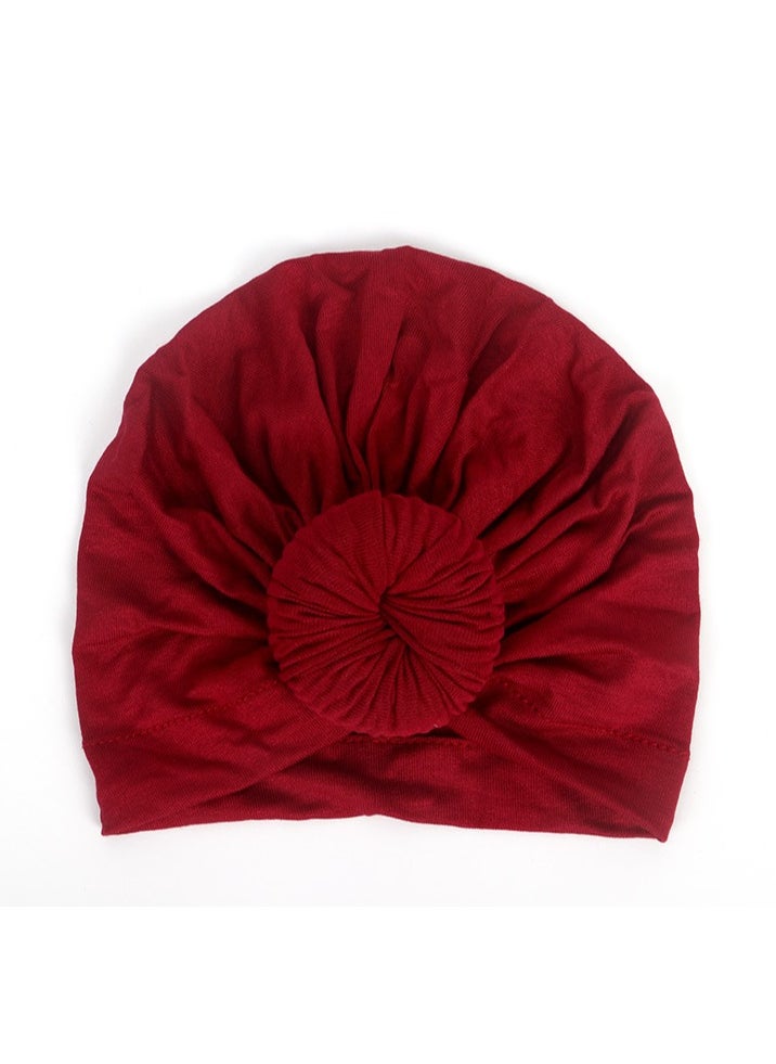 Generic - Pure Cotton Baby Knot Hat Dark Red - Image 1
