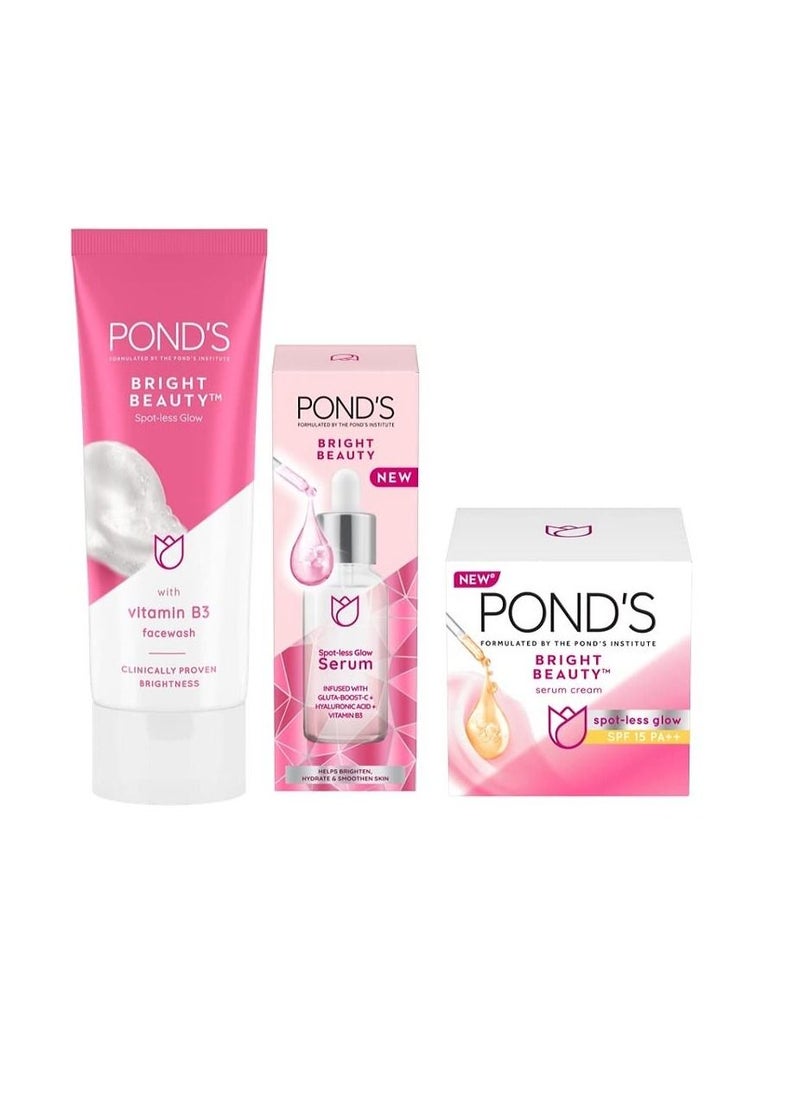 Pond's Vitamin B3 Face Wash Bright Beauty serum And Bright beauty day cream  - Image 1