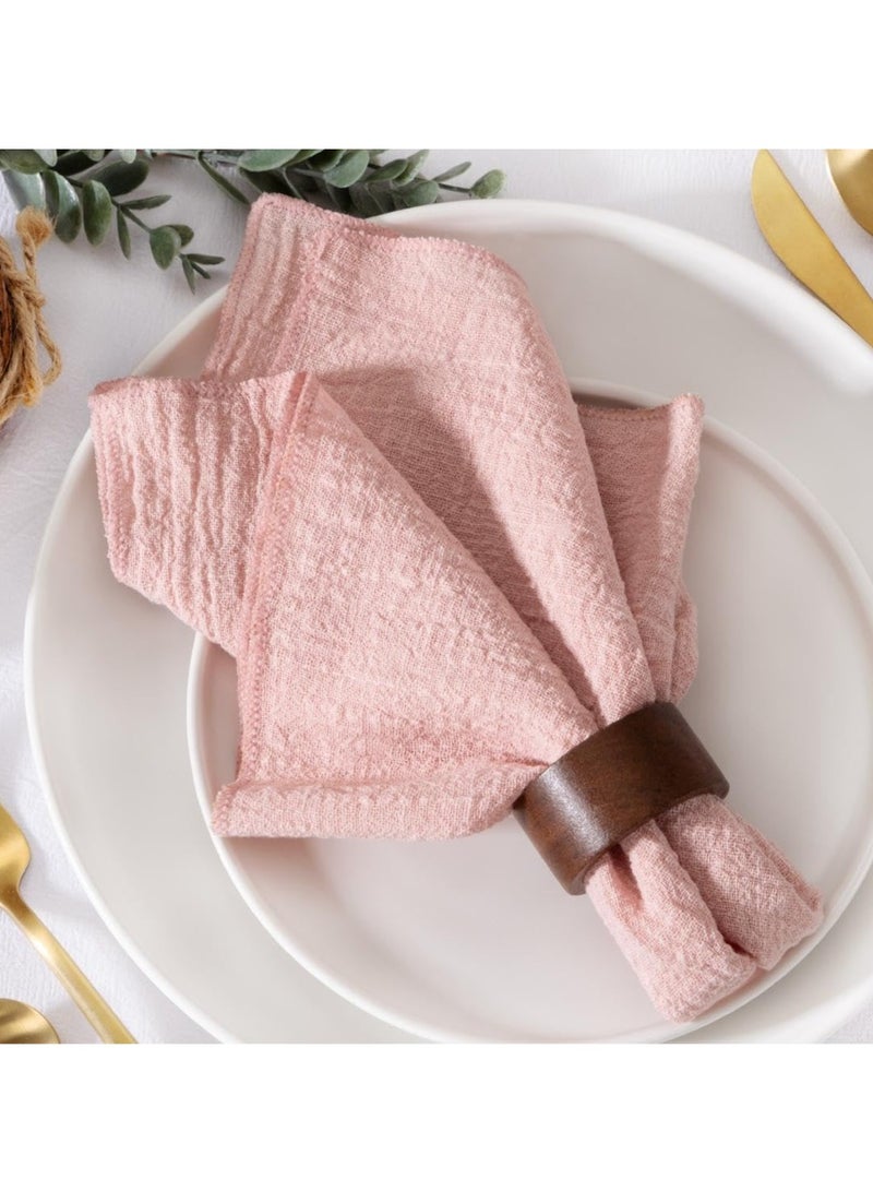 Cloth Napkins 6Pcs 42cm*42cm Handmade Reusable Washable Napkins,Simple and Rustic Square Cloth Napkins,Suitable for Wedding,Dinner,Birthday Party and Festival Table Decoration,Pink - Image 1