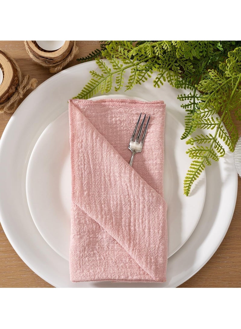 Cloth Napkins 6Pcs 42cm*42cm Handmade Reusable Washable Napkins,Simple and Rustic Square Cloth Napkins,Suitable for Wedding,Dinner,Birthday Party and Festival Table Decoration,Pink - Image 2
