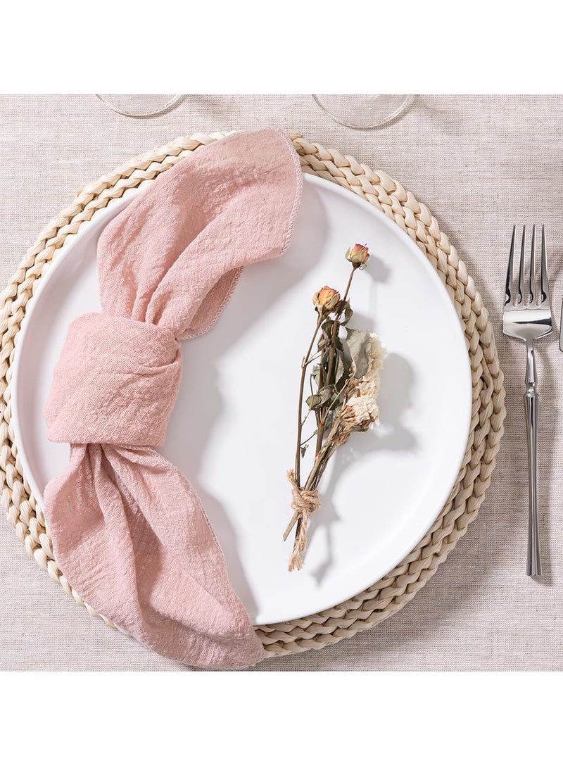 Cloth Napkins 6Pcs 42cm*42cm Handmade Reusable Washable Napkins,Simple and Rustic Square Cloth Napkins,Suitable for Wedding,Dinner,Birthday Party and Festival Table Decoration,Pink - Image 3