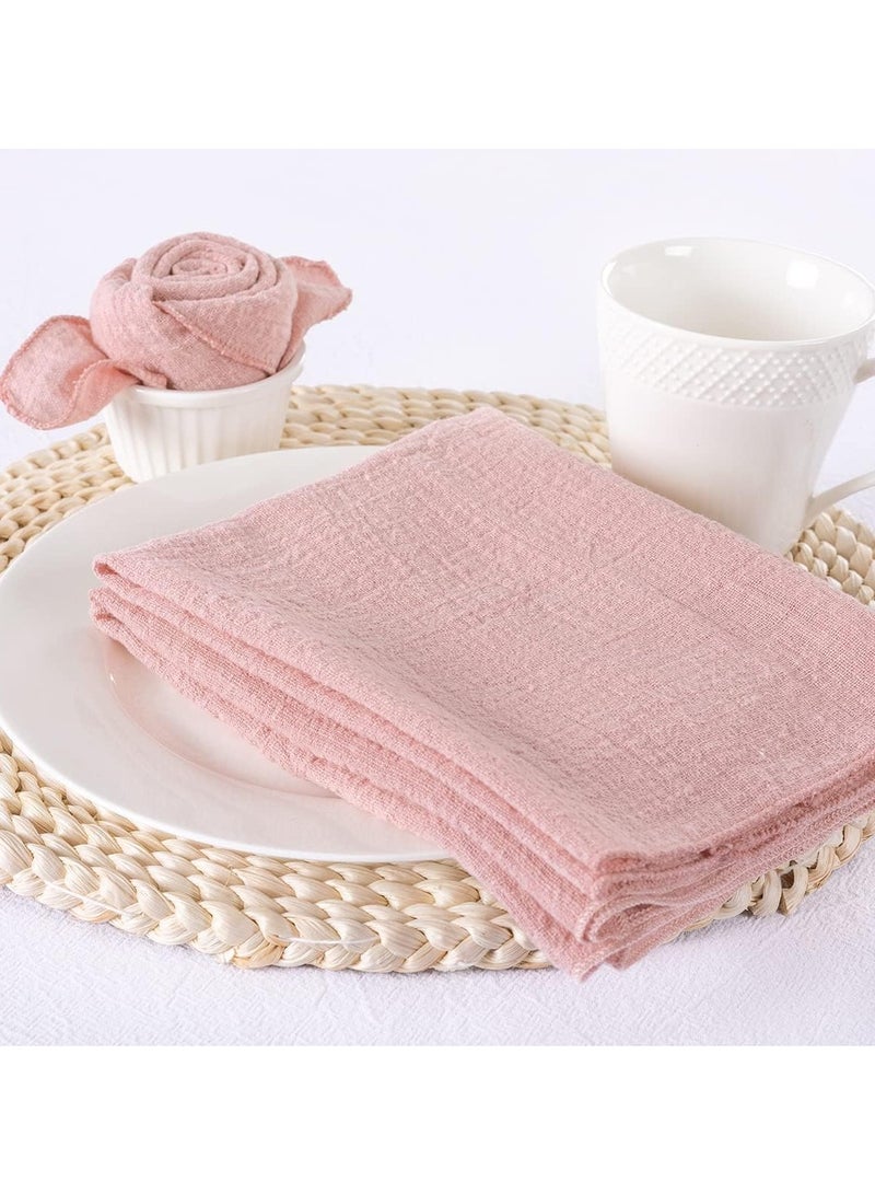 Cloth Napkins 6Pcs 42cm*42cm Handmade Reusable Washable Napkins,Simple and Rustic Square Cloth Napkins,Suitable for Wedding,Dinner,Birthday Party and Festival Table Decoration,Pink - Image 5